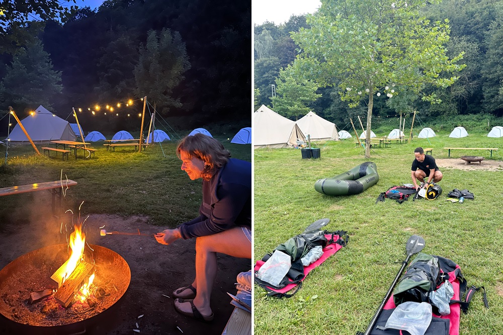 Förberedelse av packraftingutrustning vid Packraft Travels basläger i Tyskland